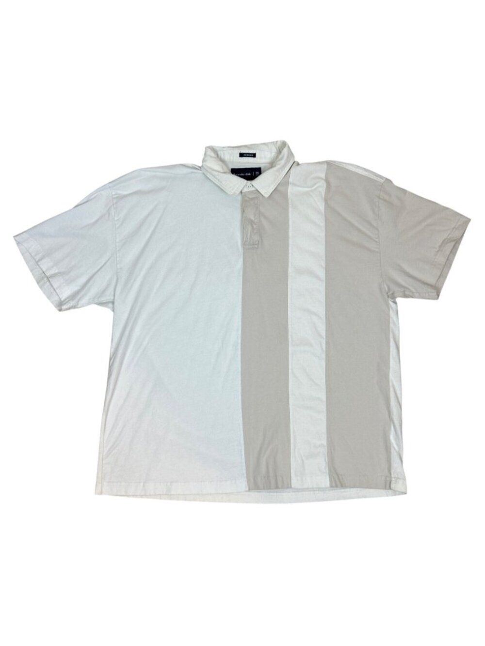 Abercrombie & Fitch Men's 2XL Oversized Polo Shirt Cream Colorblock Oldmoney